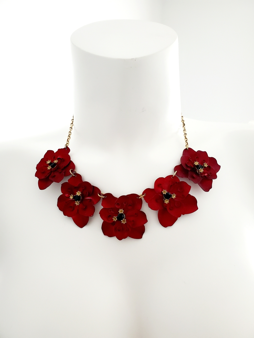 Red Floral Statement Necklace - Women Jewelry